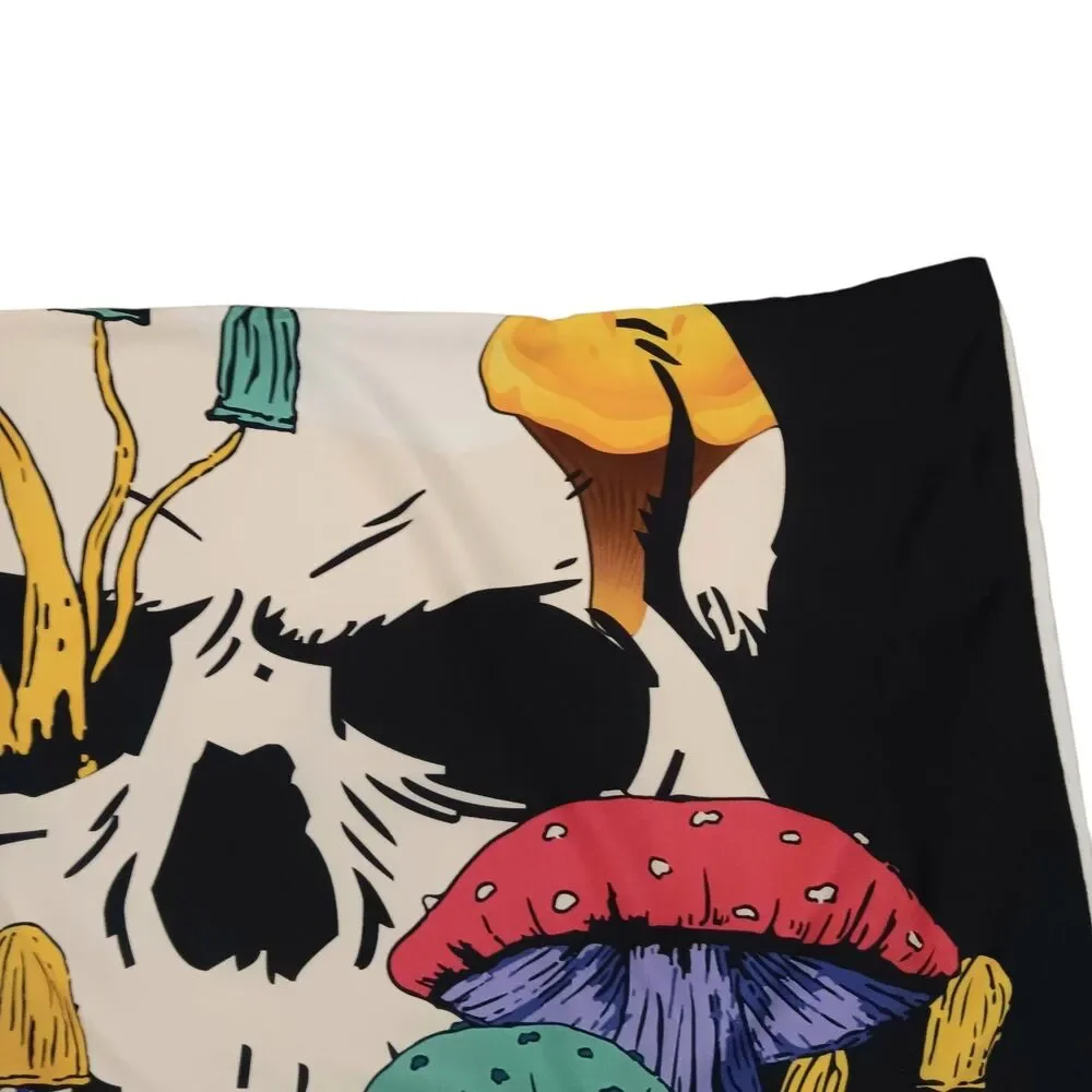 Set Of 2 Graphic Skull And Mushrooms King Size Pillowcases Multicolor 36